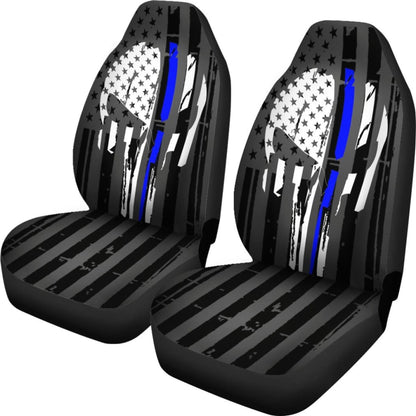 Blue Line Punisher Inspired Car Seat Covers Set Of 2 Universal Fit 234910