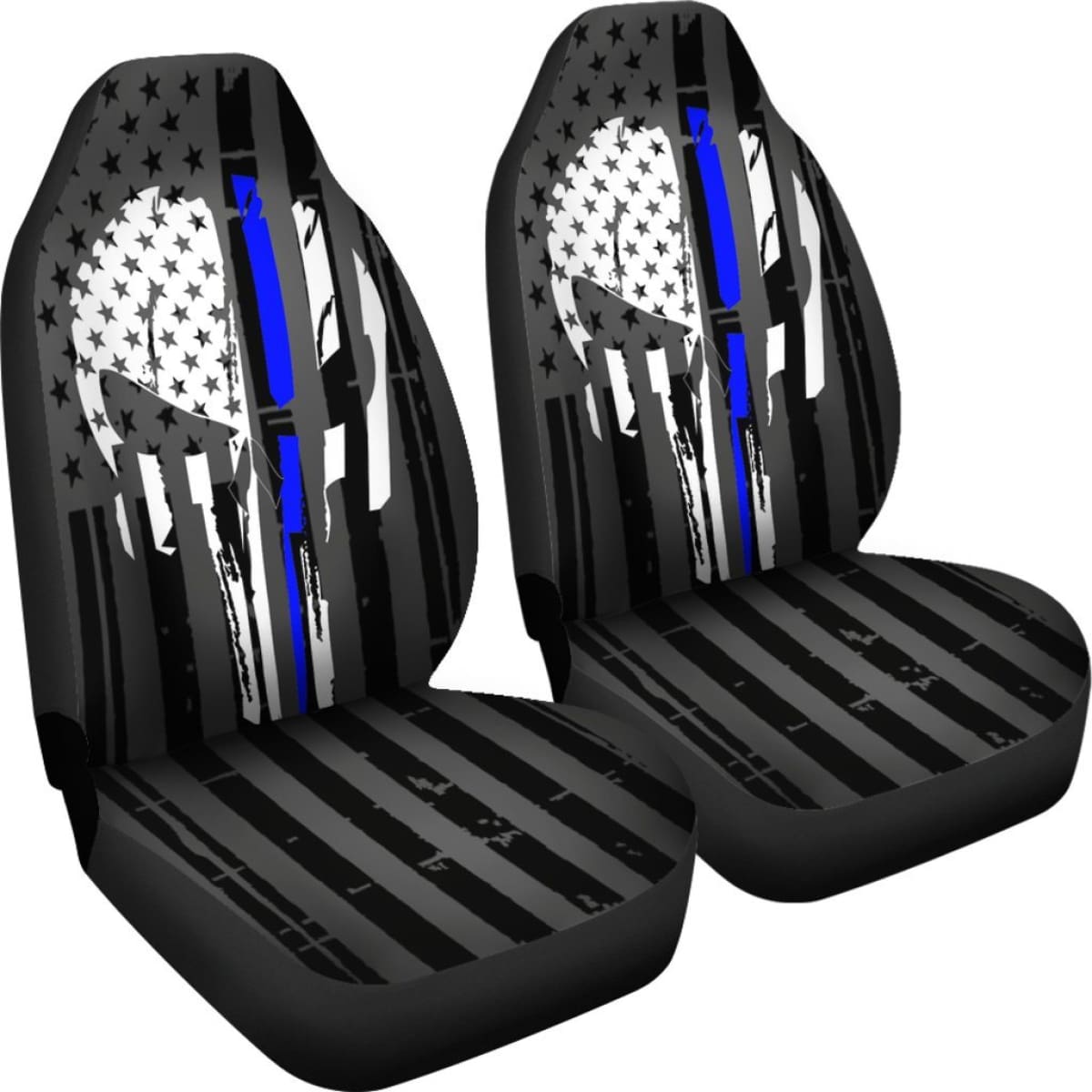 Blue Line Punisher Inspired Car Seat Covers Set Of 2 Universal Fit 234910