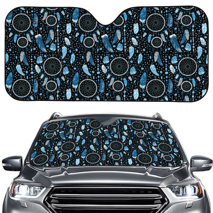 Blue Native Dream Catcher Pattern Print Car Windshield Sun Shade