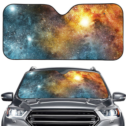 Blue Orange Stardust Galaxy Space Print Car Windshield Sun Shade