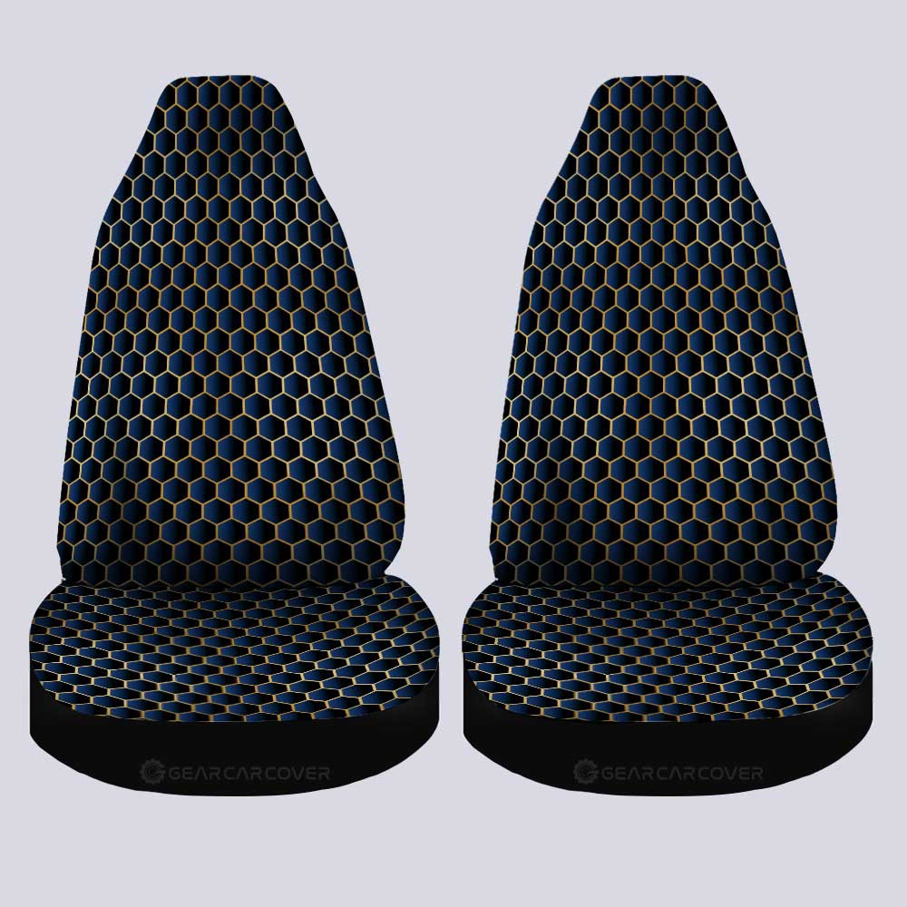Blue Pattern Car Seat Covers Custom Honeycomb Background Car Accessories
