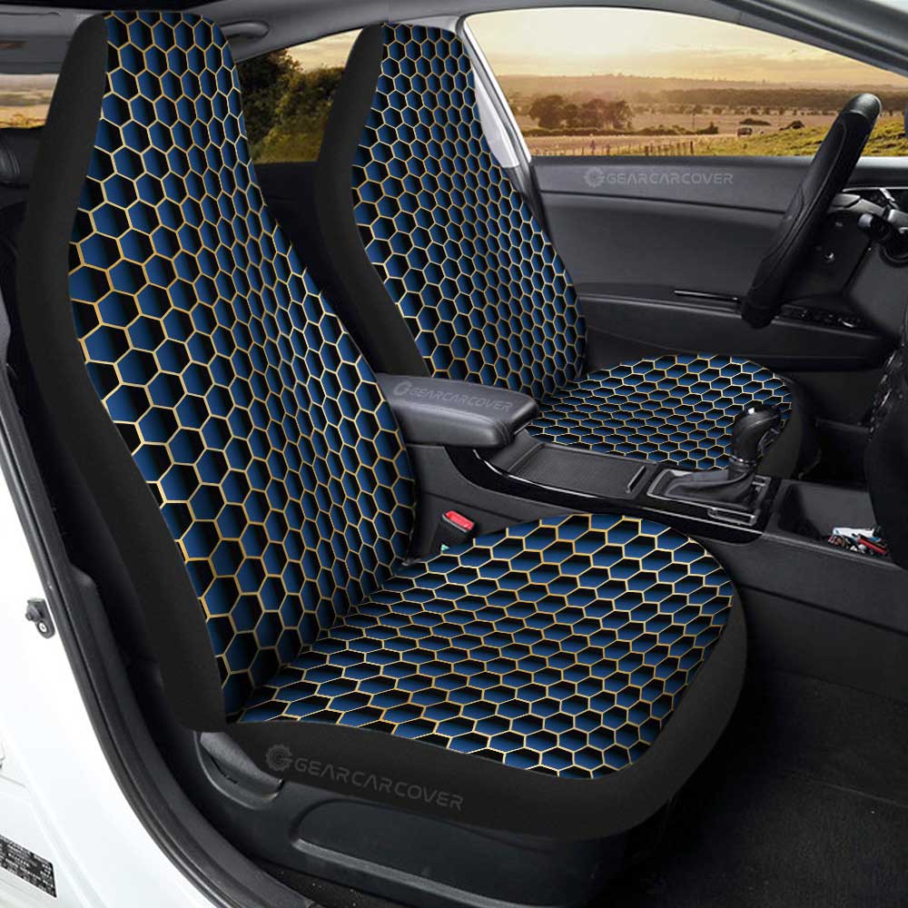 Blue Pattern Car Seat Covers Custom Honeycomb Background Car Accessories