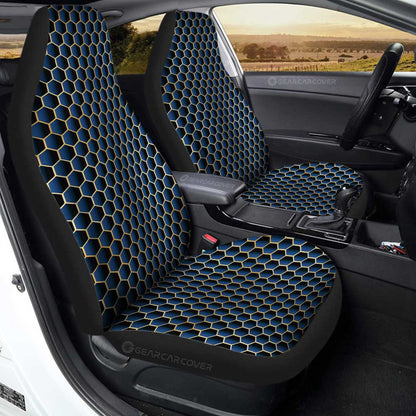 Blue Pattern Car Seat Covers Custom Honeycomb Background Car Accessories