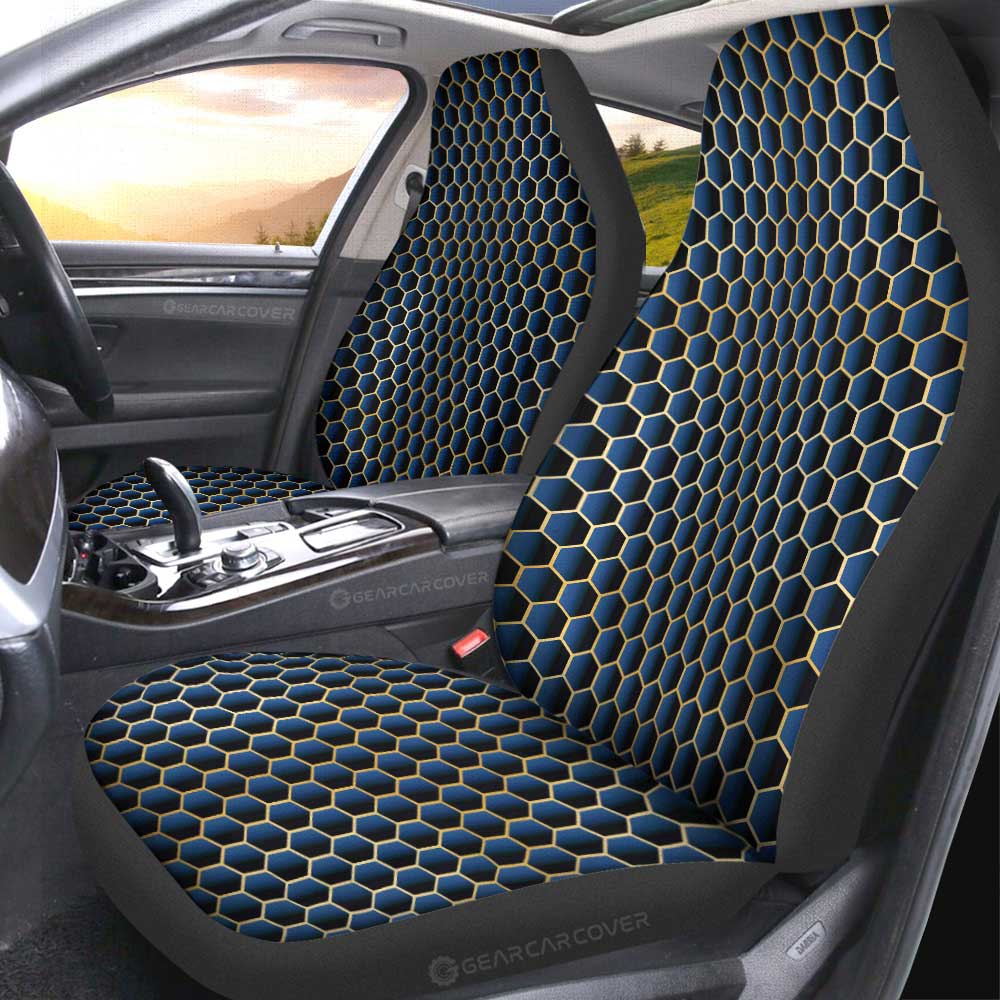 Blue Pattern Car Seat Covers Custom Honeycomb Background Car Accessories