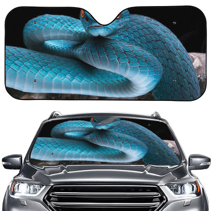Blue Pit Viper Snake Print Car Windshield Sun Shade