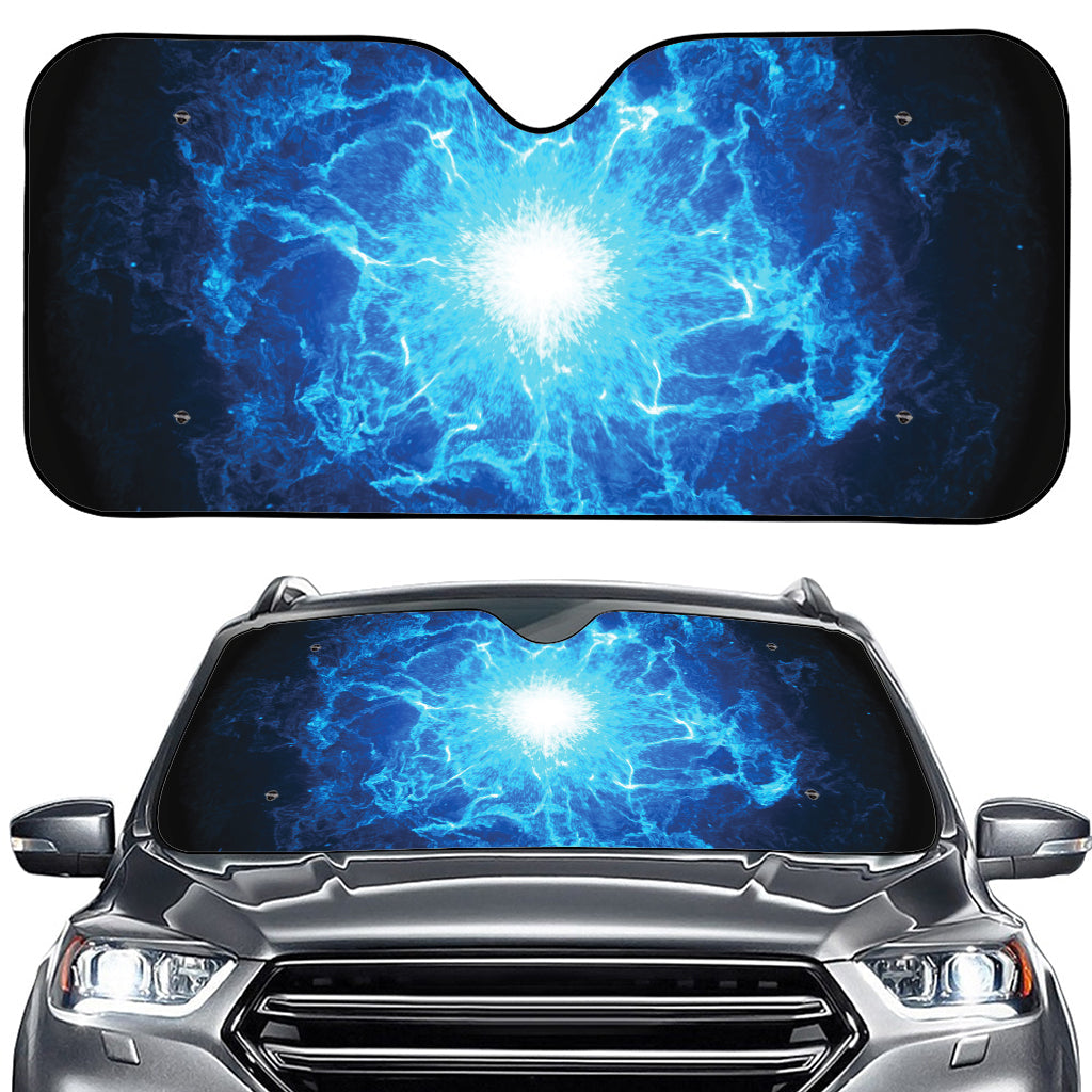 Blue Plasma Energy Print Car Windshield Sun Shade