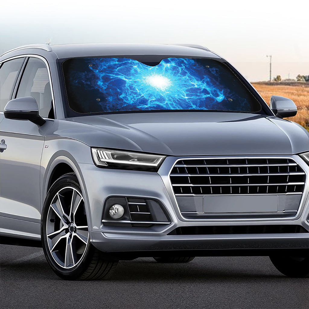 Blue Plasma Energy Print Car Windshield Sun Shade