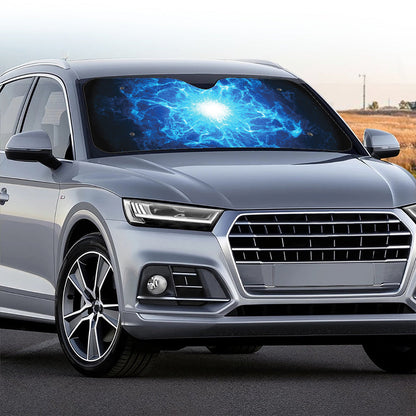 Blue Plasma Energy Print Car Windshield Sun Shade