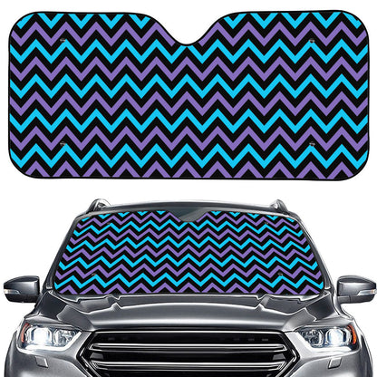 Blue Purple And Black Chevron Print Car Windshield Sun Shade