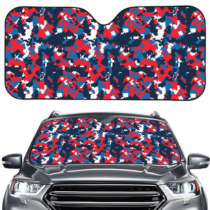Blue Red And White Digital Camo Print Car Windshield Sun Shade