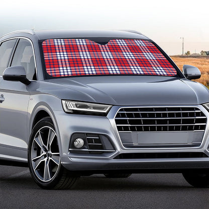 Blue Red And White USA Plaid Print Car Windshield Sun Shade