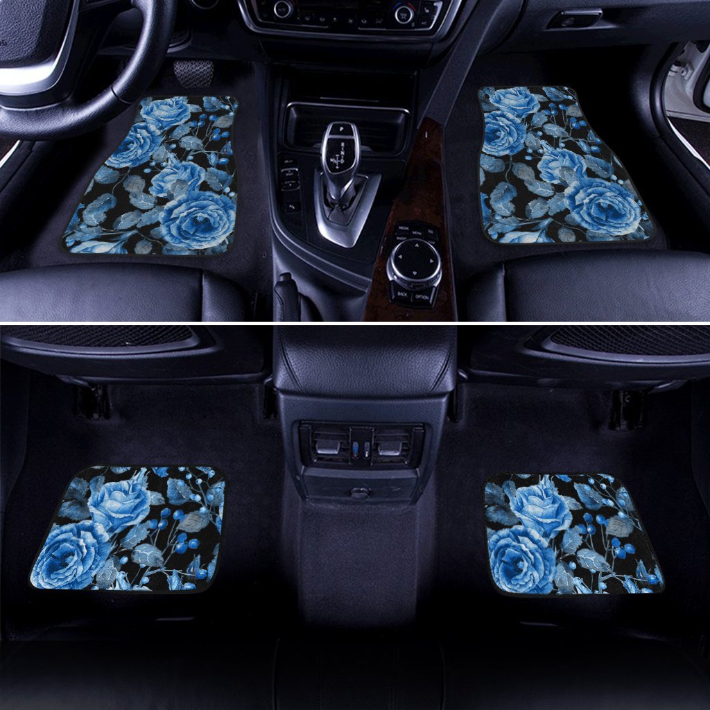 Blue Rose Car Floor Mats Custom Flower Car Accessories