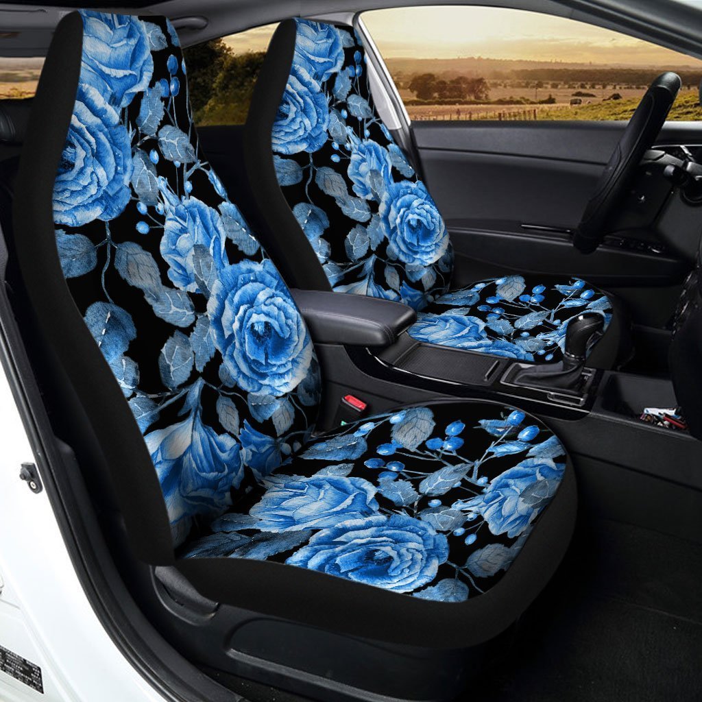 Blue Rose Car Seat Covers Custom Flower Car Accessories