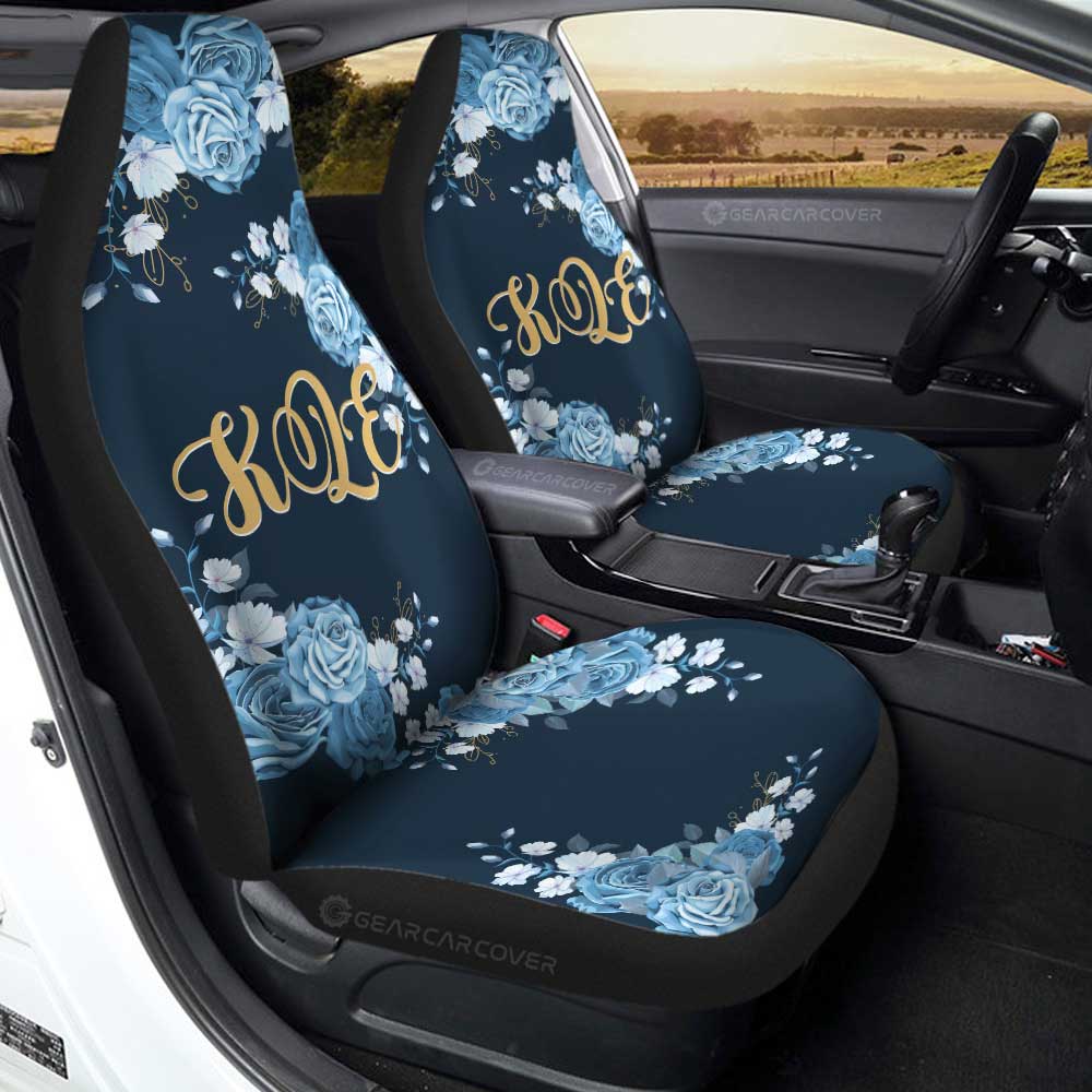 Blue Rose Car Seat Covers Custom Personalized Name Car Accessories