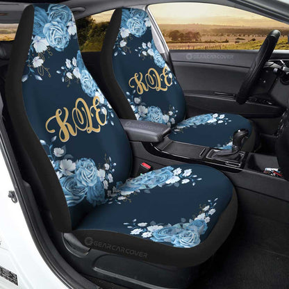 Blue Rose Car Seat Covers Custom Personalized Name Car Accessories