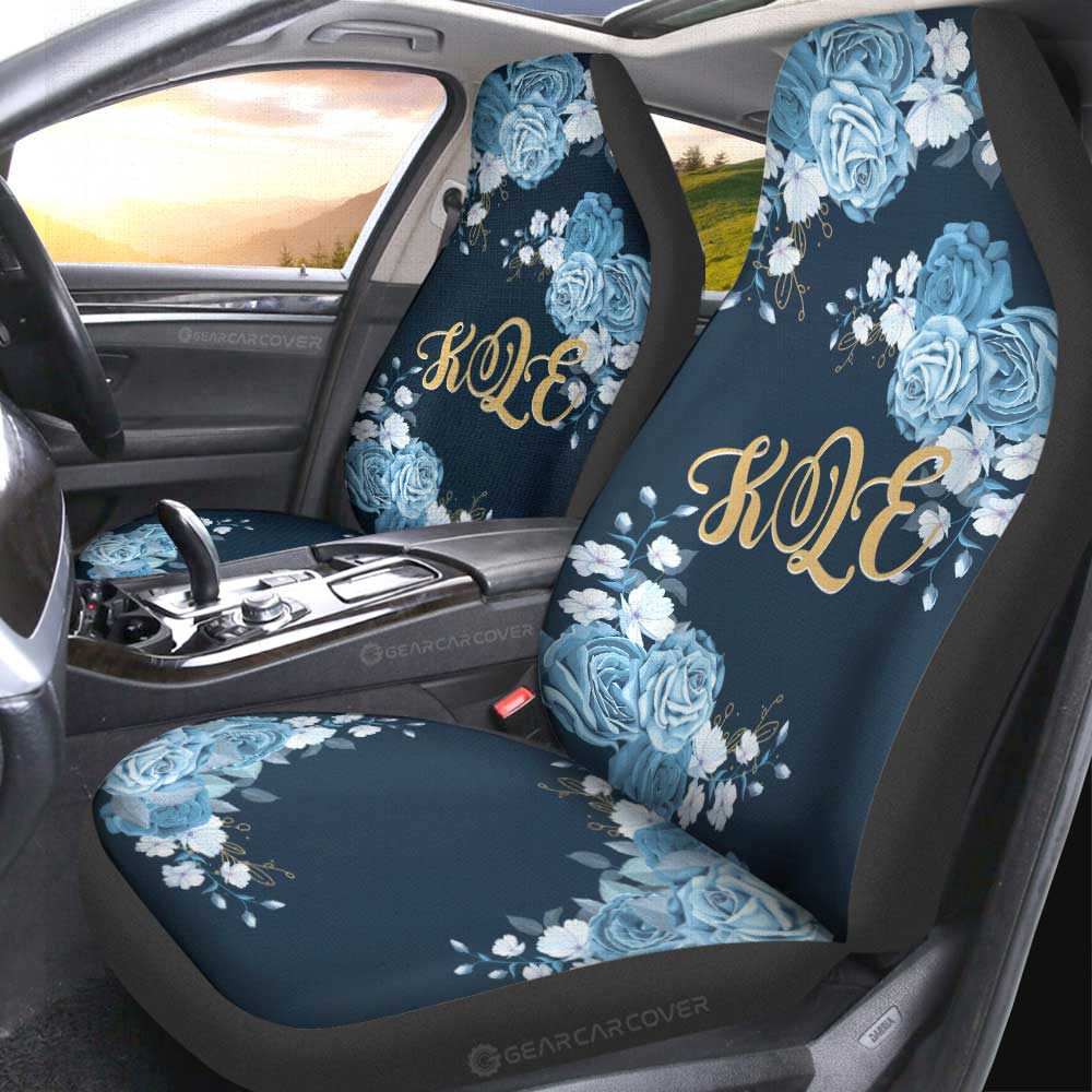 Blue Rose Car Seat Covers Custom Personalized Name Car Accessories