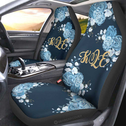 Blue Rose Car Seat Covers Custom Personalized Name Car Accessories