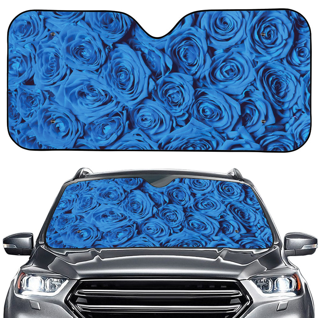 Blue Rose Print Car Windshield Sun Shade
