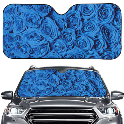Blue Rose Print Car Windshield Sun Shade