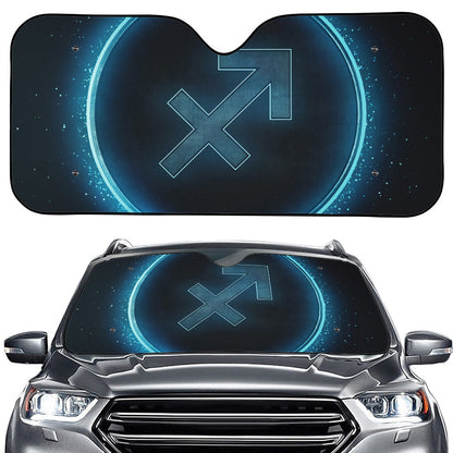 Blue Sagittarius Zodiac Sign Print Car Windshield Sun Shade