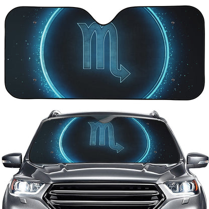 Blue Scorpio Zodiac Sign Print Car Windshield Sun Shade