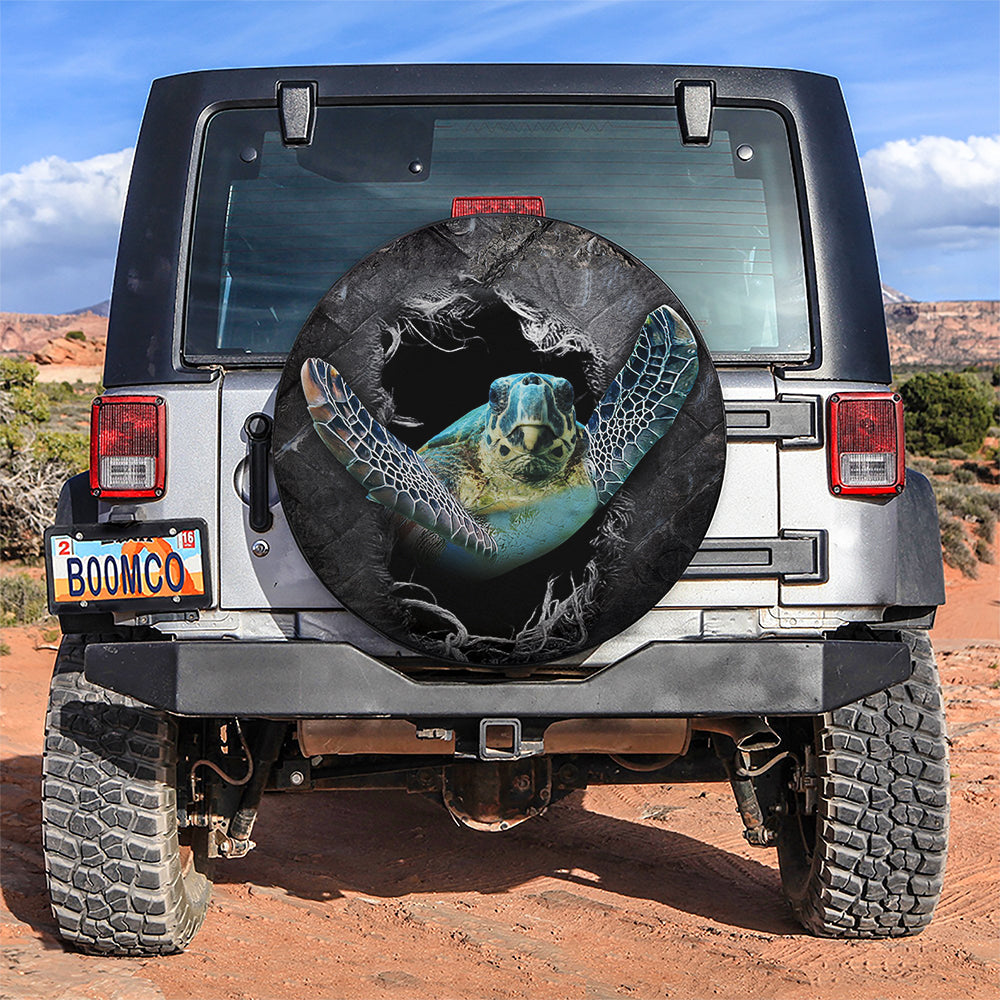 Blue Sea Turtle 3D Car Spare Tire Cover