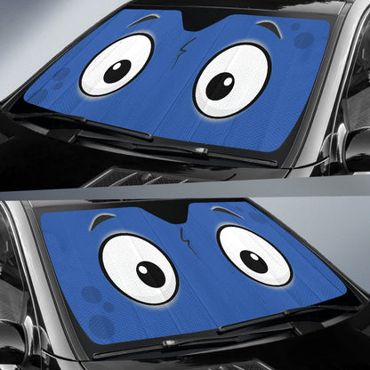 Blue Slight Surprised Cartoon Eyes Car Auto Sunshades