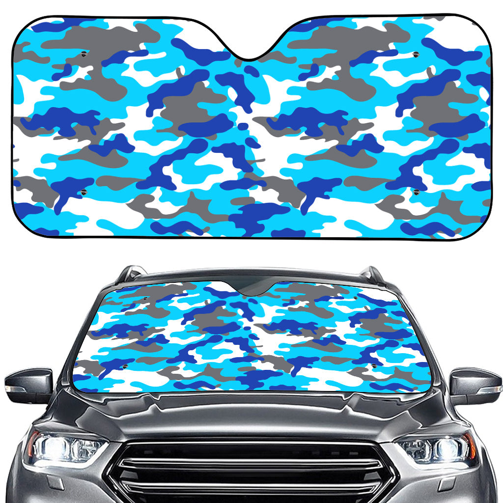 Blue Snow Camouflage Print Car Windshield Sun Shade