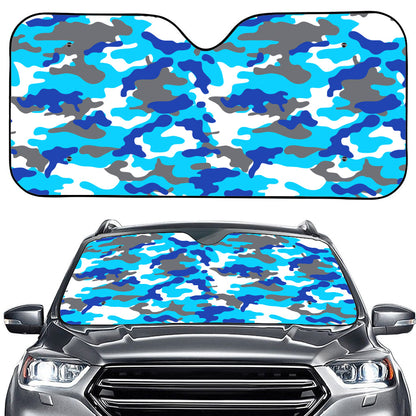 Blue Snow Camouflage Print Car Windshield Sun Shade