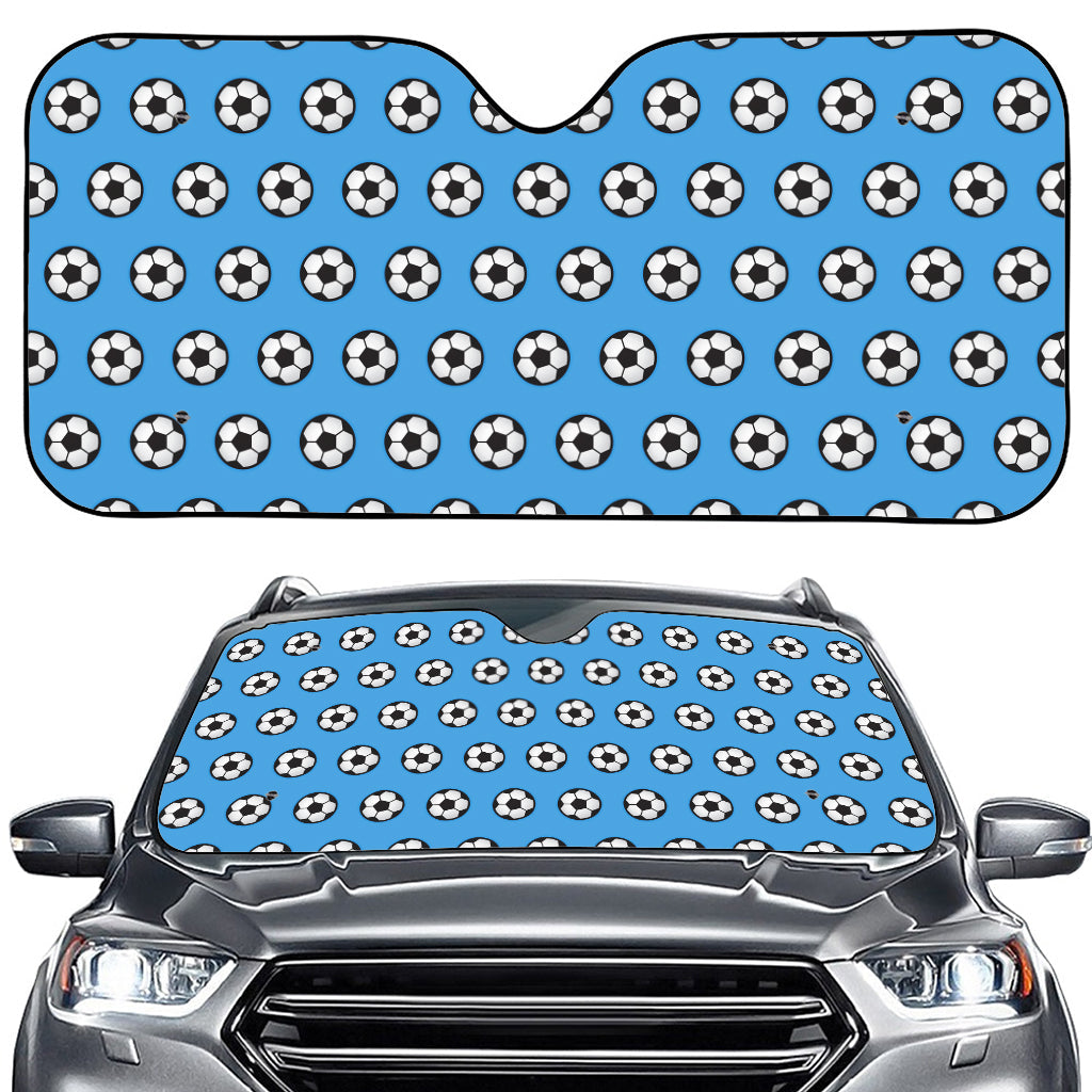 Blue Soccer Ball Pattern Print Car Windshield Sun Shade