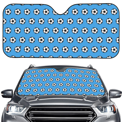 Blue Soccer Ball Pattern Print Car Windshield Sun Shade