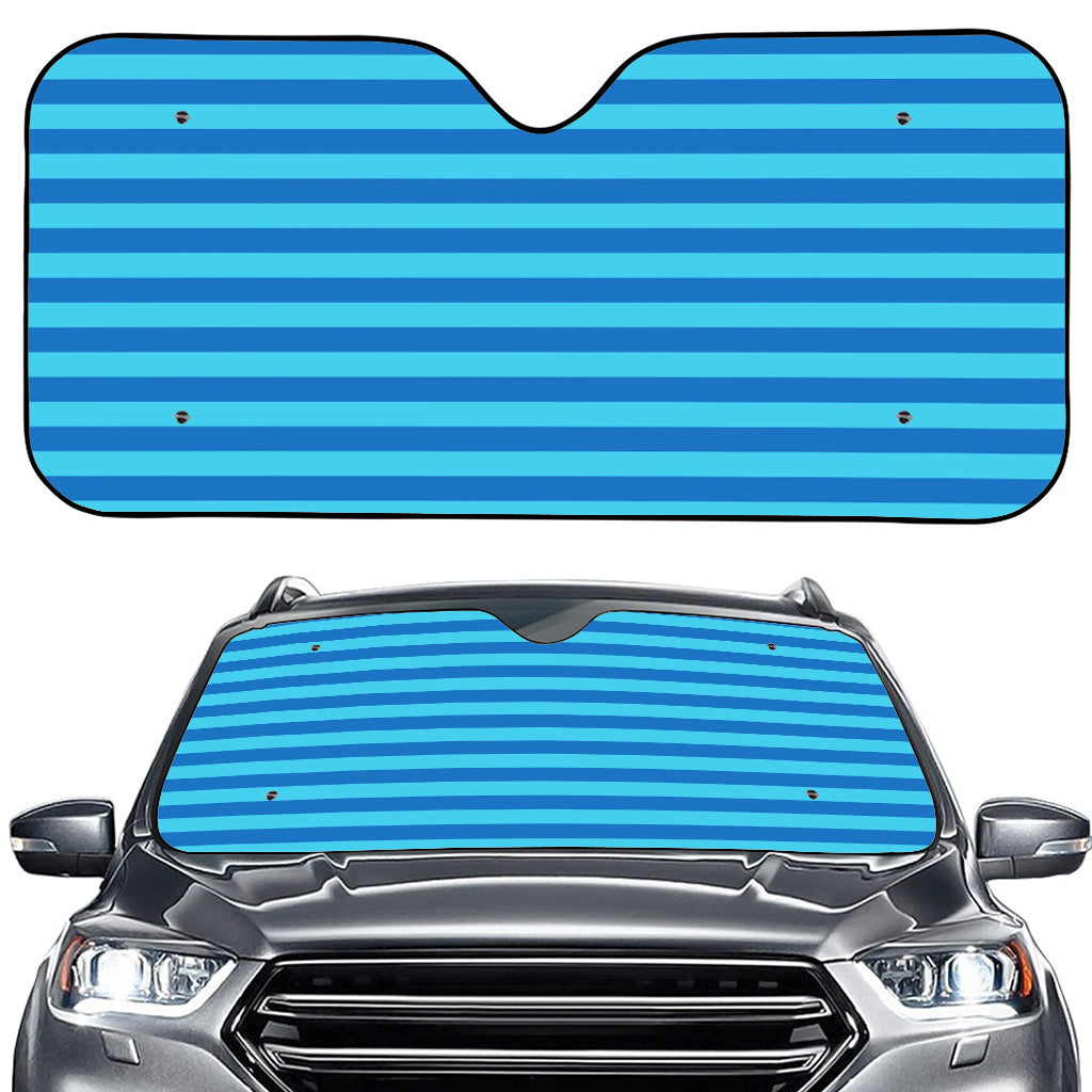 Blue Striped Pattern Print Car Windshield Sun Shade