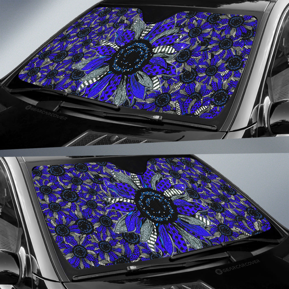 Blue Sunflower Car Sunshade Custom Car Decoration