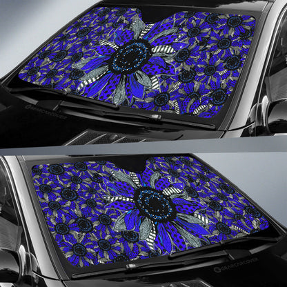 Blue Sunflower Car Sunshade Custom Car Decoration