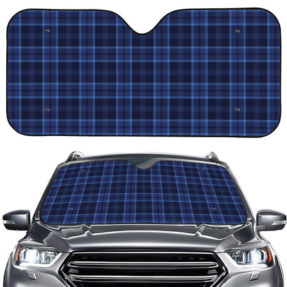 Blue Tartan Pattern Print Car Windshield Sun Shade
