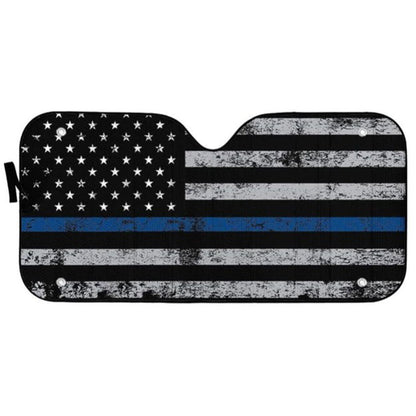 Blue Thin Line American Flag Car Auto Sun Shades Windshield Accessories Decor Gift