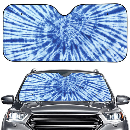 Blue Tie Dye Print Car Windshield Sun Shade