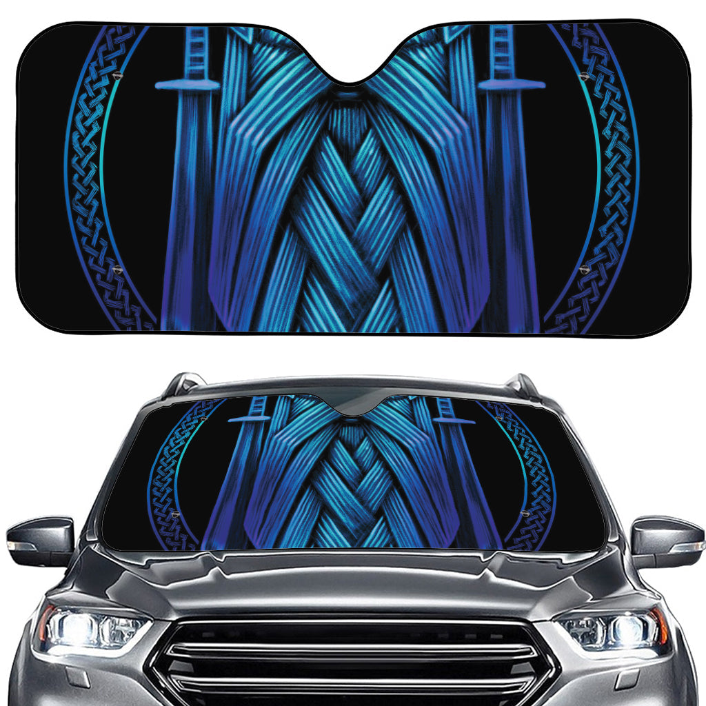 Blue Viking Norse God Odin Print Car Windshield Sun Shade