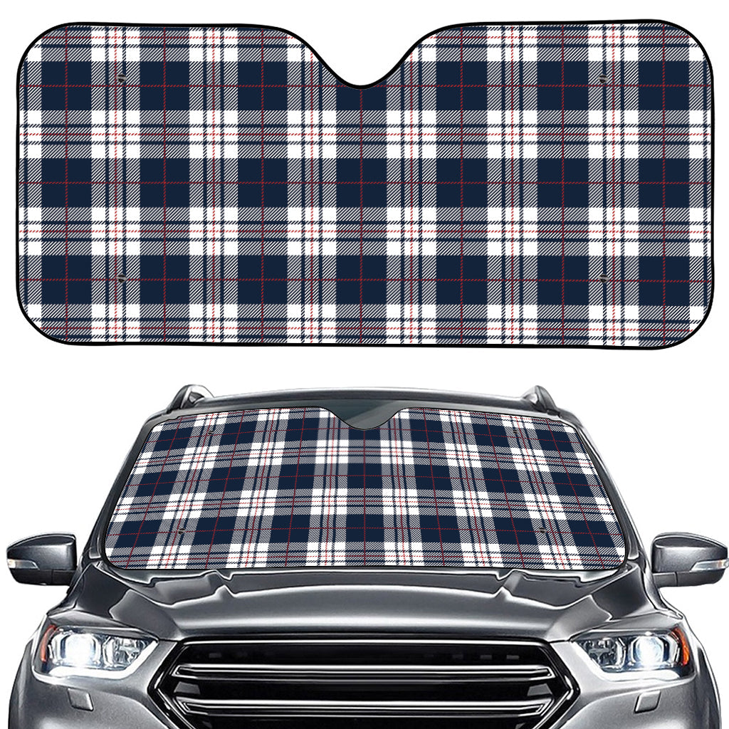 Blue White And Red Tartan Pattern Print Car Windshield Sun Shade