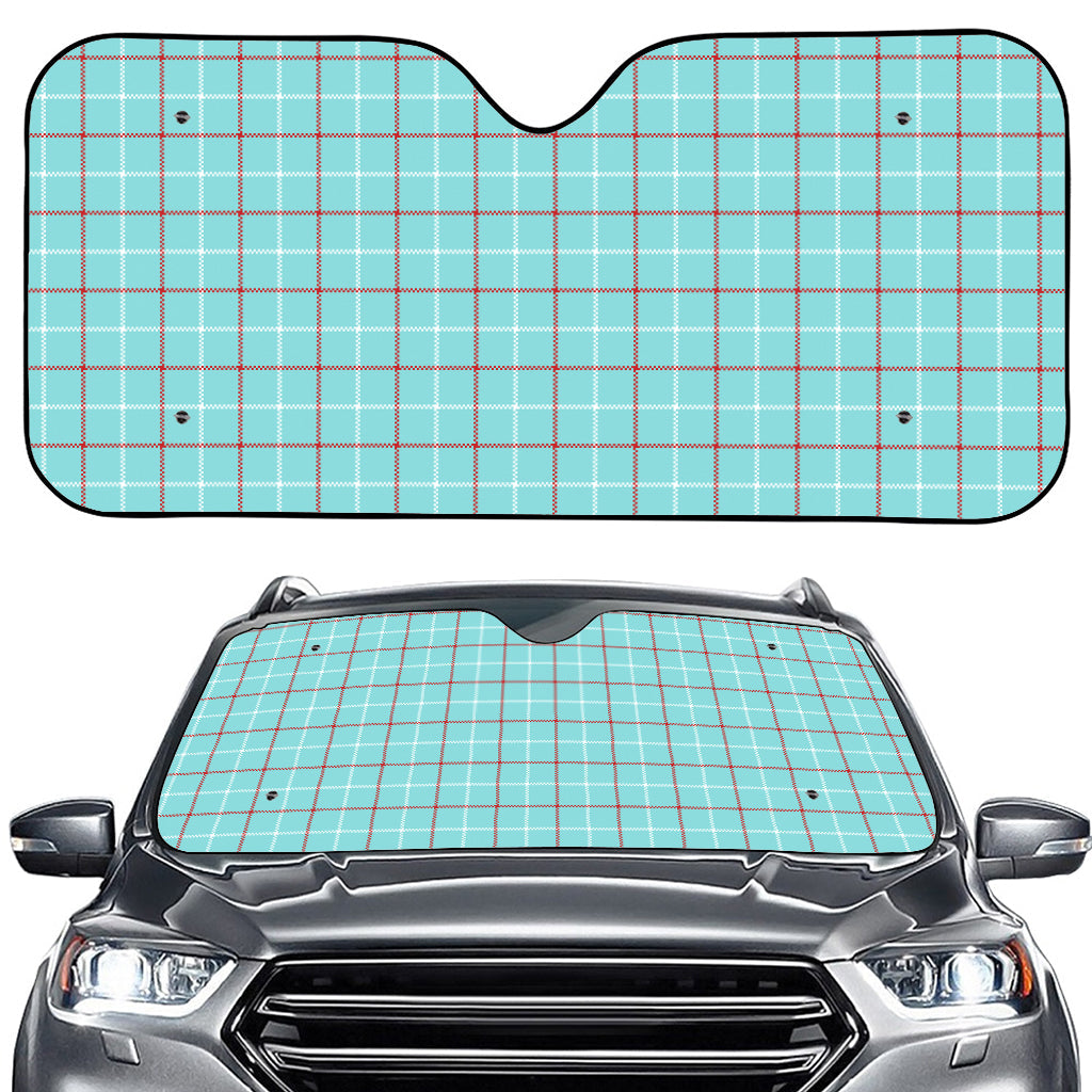 Blue White And Red Tattersall Print Car Windshield Sun Shade