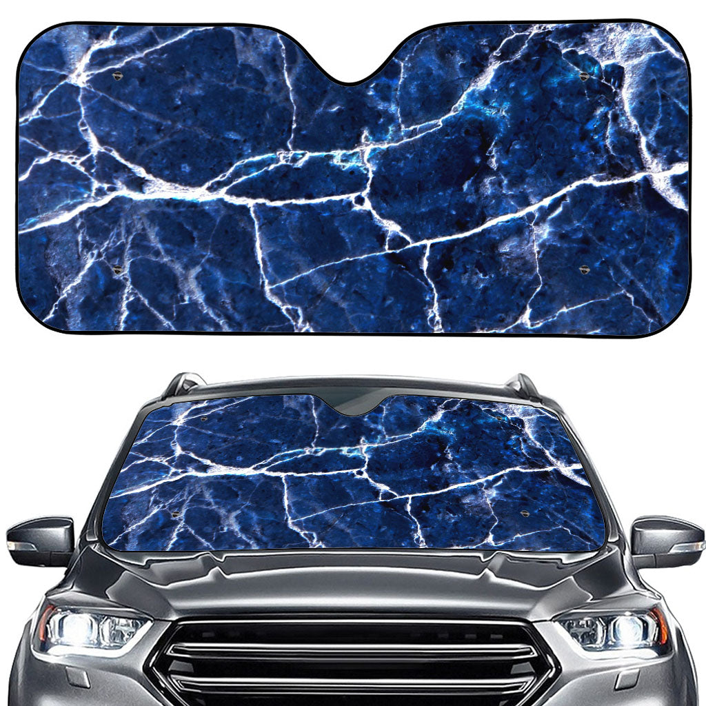 Blue White Marble Print Car Windshield Sun Shade