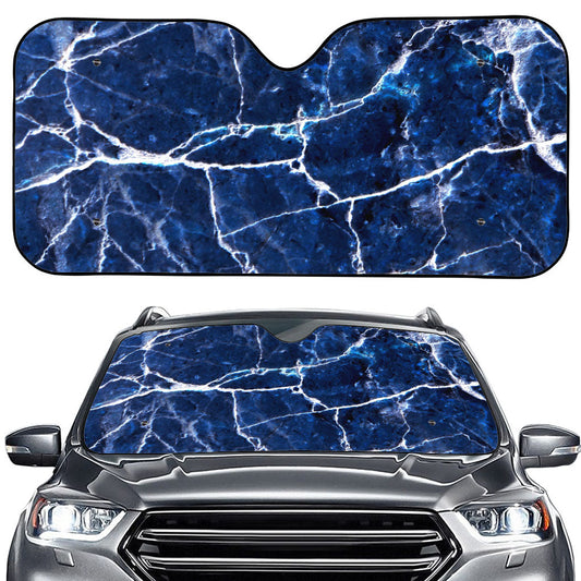 Blue White Marble Print Car Windshield Sun Shade
