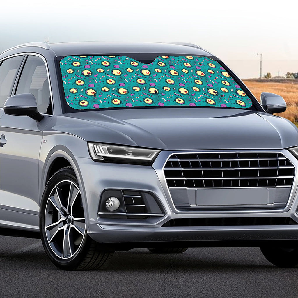 Blue Zombie Pattern Print Car Windshield Sun Shade
