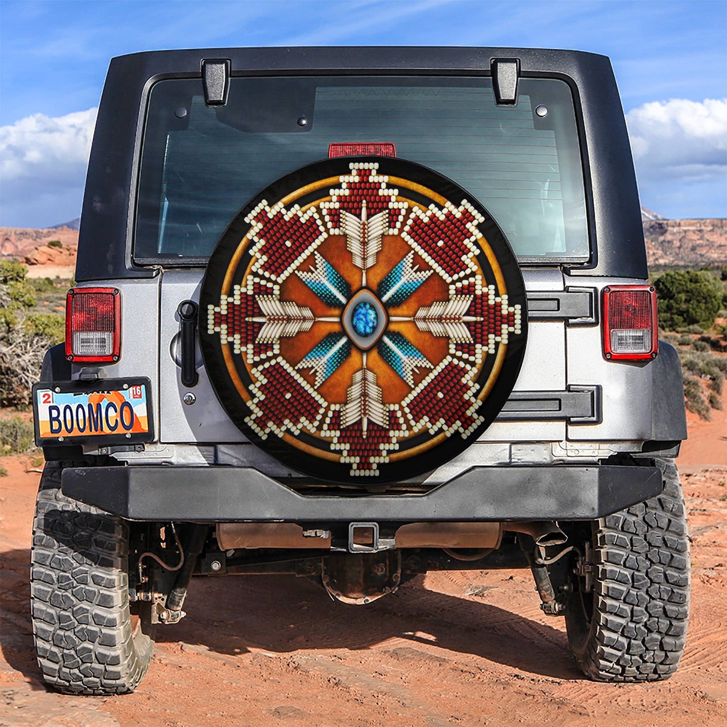 Boheimian Native American Camping Art Jeep Car Spare Tire Cover
