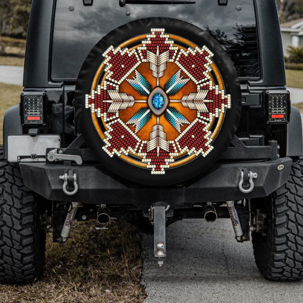 Boheimian Native American Camping Art Jeep Car Spare Tire Cover