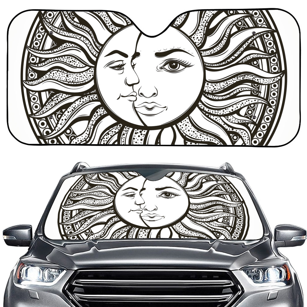 Bohemian Celestial Sun And Moon Print Car Windshield Sun Shade