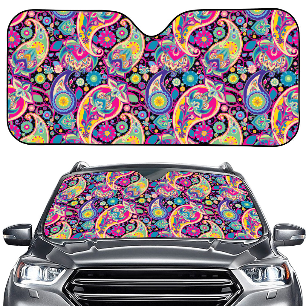 Bohemian Paisley Pattern Print Car Windshield Sun Shade