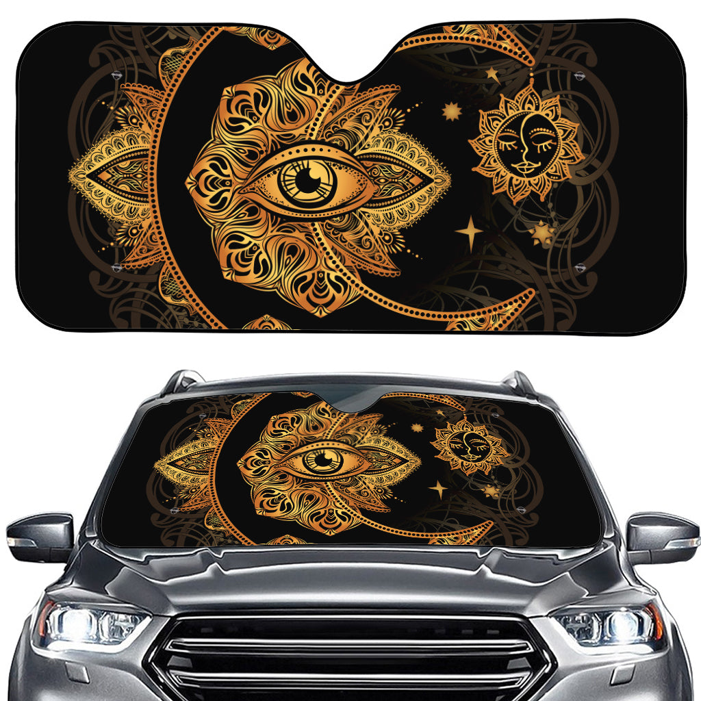 Bohemian Sun And Moon Print Car Windshield Sun Shade
