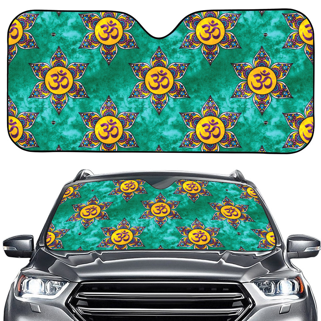 Boho Om Sign Pattern Print Car Windshield Sun Shade