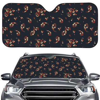 Boho Paisley Flower Pattern Print Car Windshield Sun Shade